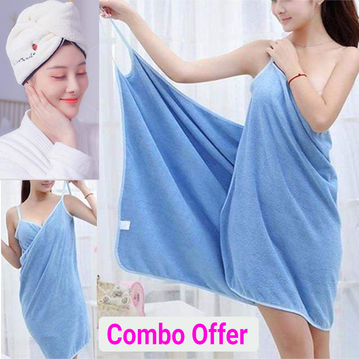 Hair Dryer Cap and Women Bath Skirt Towel image 2