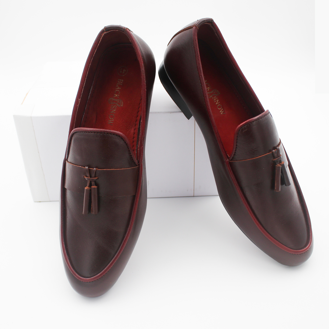 Exclusive Design Leather Formal Loafers Shoe For Men- Chocolate Color image 2