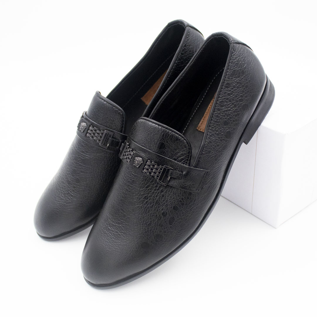 Men Formal Luxury Leather Pointed Toe Loafers Shoes-Black image 2