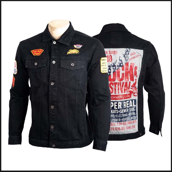 Stylish Denim Jacket Casual Wear For Men-Black image 2