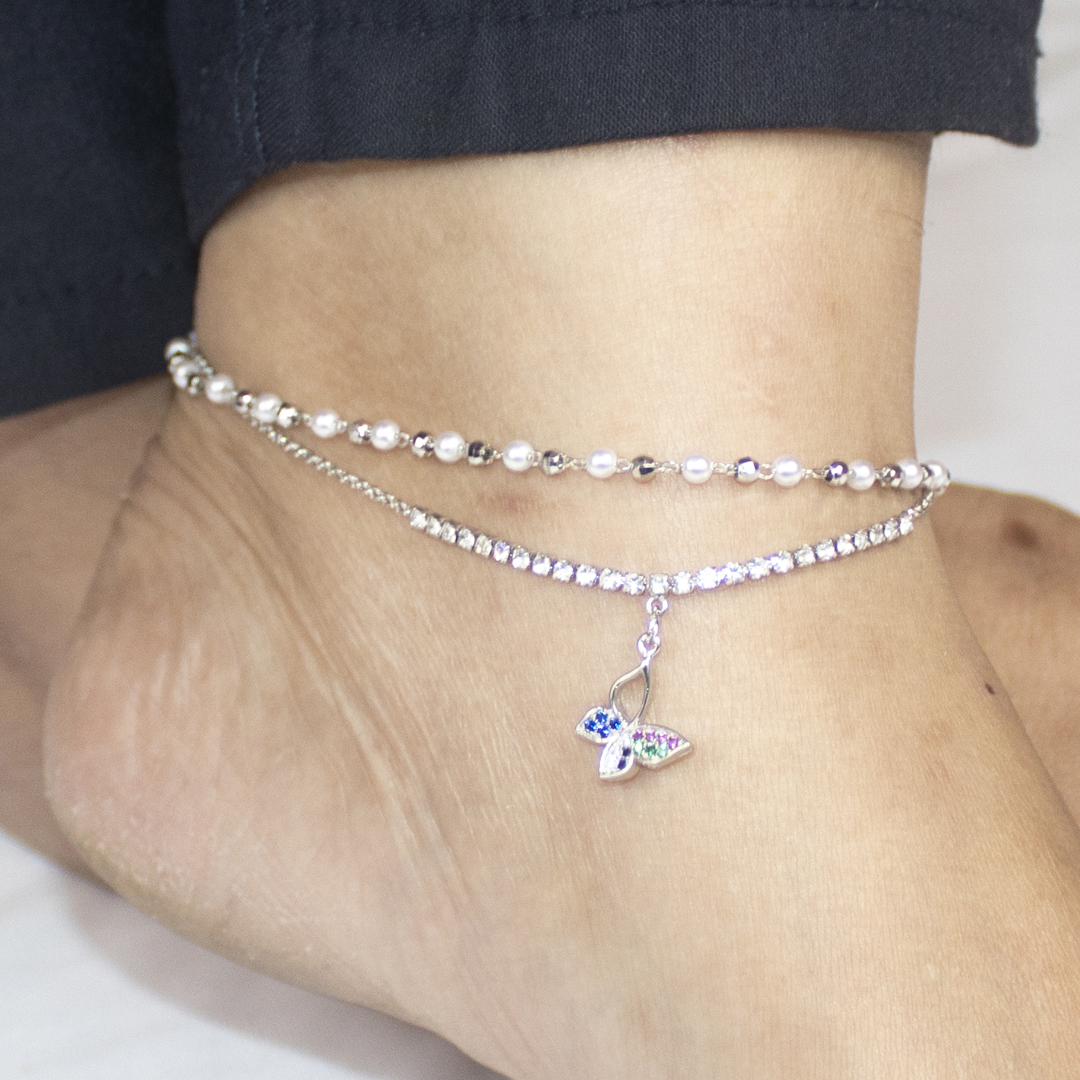 Great Looking Butterfly Payel Silver Alloy Star Payel Nupur for Women Or Girl image 2