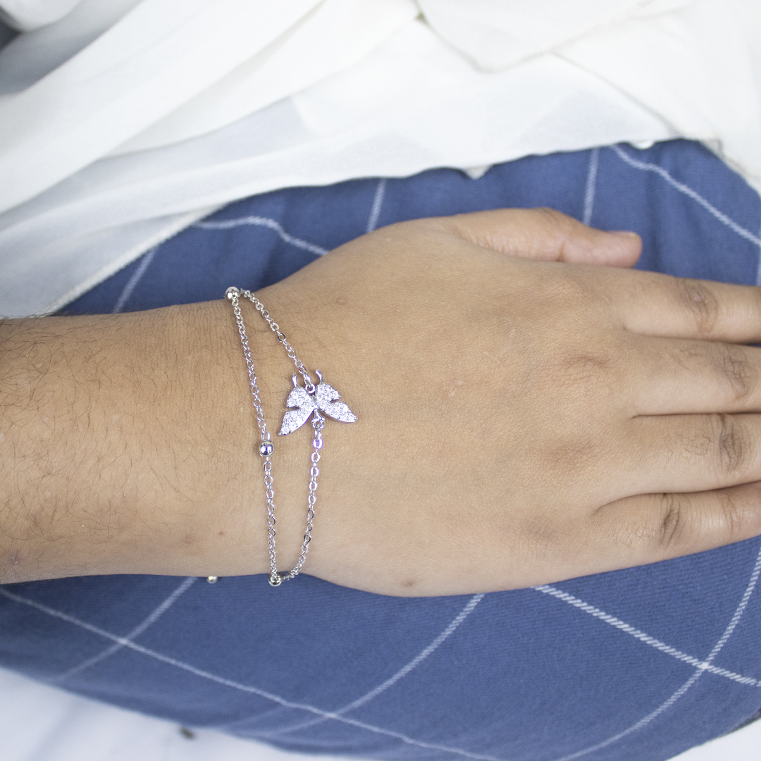 Great Looking Silver Butterfly Alloy Bracelet for Women or Girl