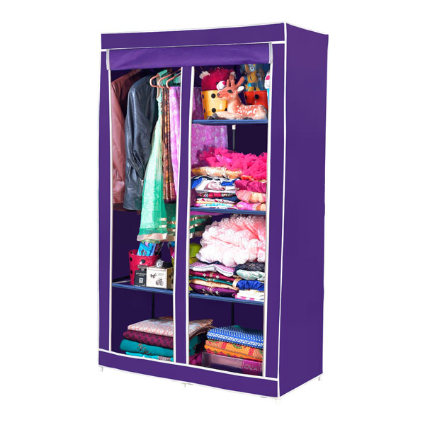Fabric Wardrobe Portable And Folding For Clothes Storage 2 Leyer image 2